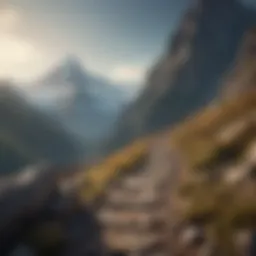 A clear path leading to a mountain peak symbolizing goal achievement
