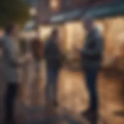 Illustration depicting community members engaging in random acts of kindness