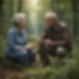 An elderly couple enjoying a peaceful moment in nature