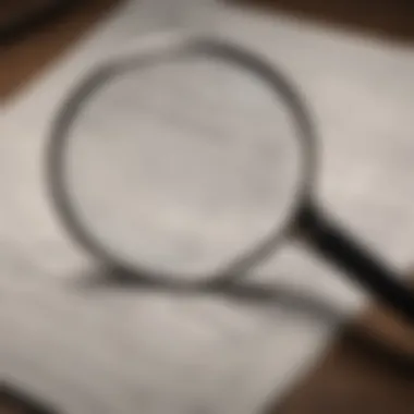 Document Inspection Process Illustration depicting a magnifying glass examining documents