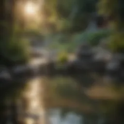 Zen garden with tranquil water feature