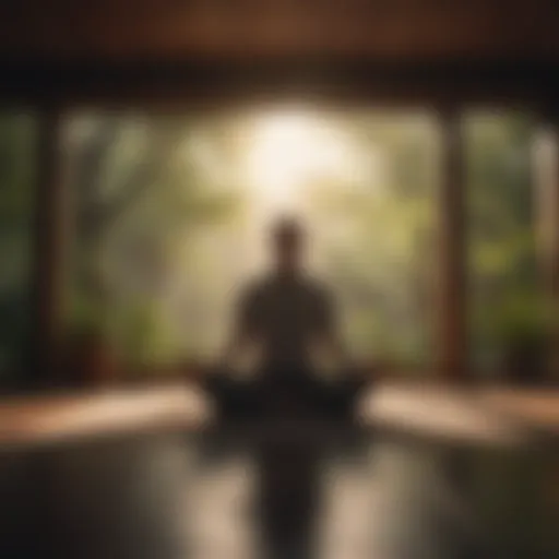 Person practicing mindfulness in a serene setting