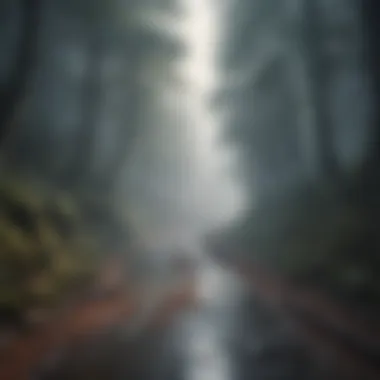 Journey into the Unknown A winding road disappearing into a misty forest