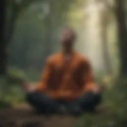 Person meditating in nature