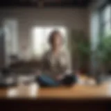 Person practicing mindfulness in office setting