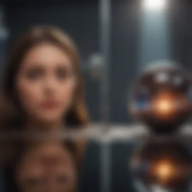Balancing Reflection and Objective Analysis Visual metaphor for balanced reflection and analysis