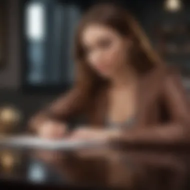 Reflection and Self-Awareness A professional individual engaged in thoughtful writing at a desk, symbolizing reflection and self-awareness.