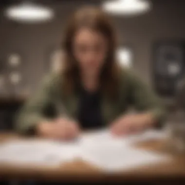 A person reviewing job application materials