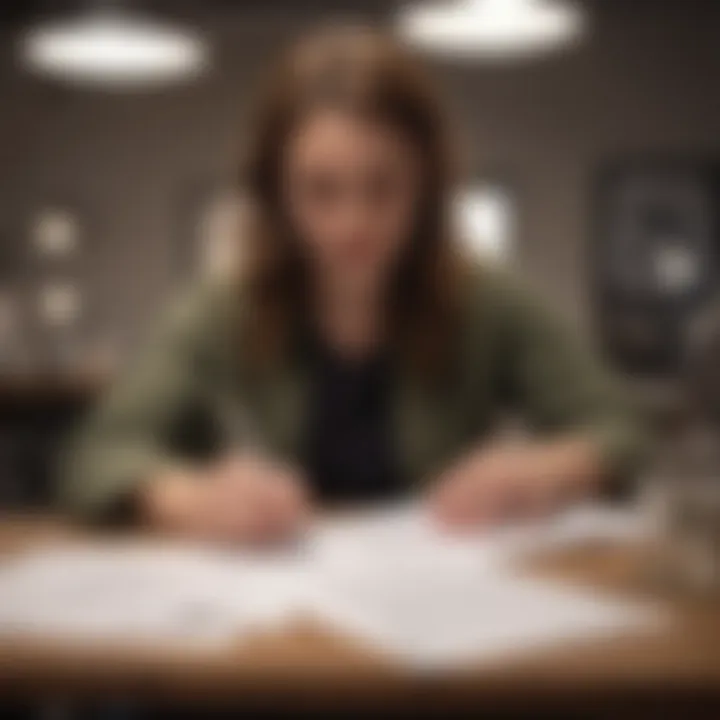 A person reviewing job application materials