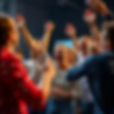 A group celebrating a team achievement with enthusiasm