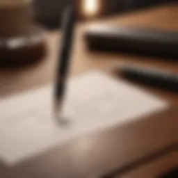 A heartfelt thank you note on a desk with a beautiful pen
