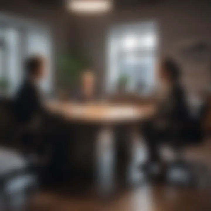A negotiation meeting taking place in a modern office