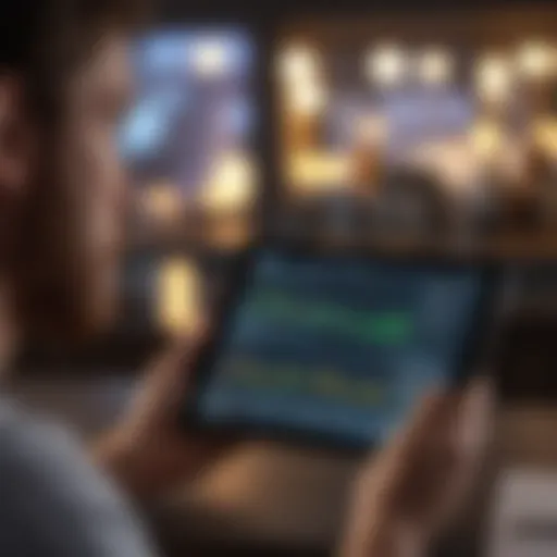 A professional reviewing salary data on a digital tablet