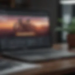 Researching salary data on a laptop