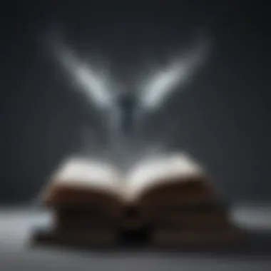 An abstract illustration of a person rising from a book, signifying knowledge acquisition