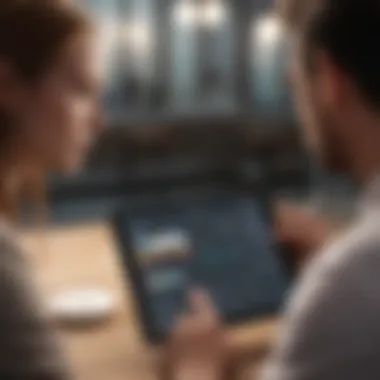 Strategizing Job Applications A professional strategizing job applications while analyzing data on a tablet.