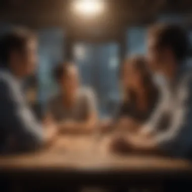 Discussion on Company Values An engaging scene depicting a diverse group discussing company values.