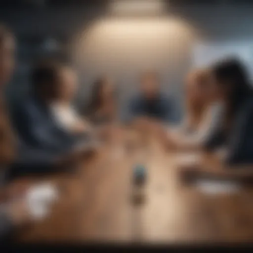 A diverse group brainstorming in a modern office