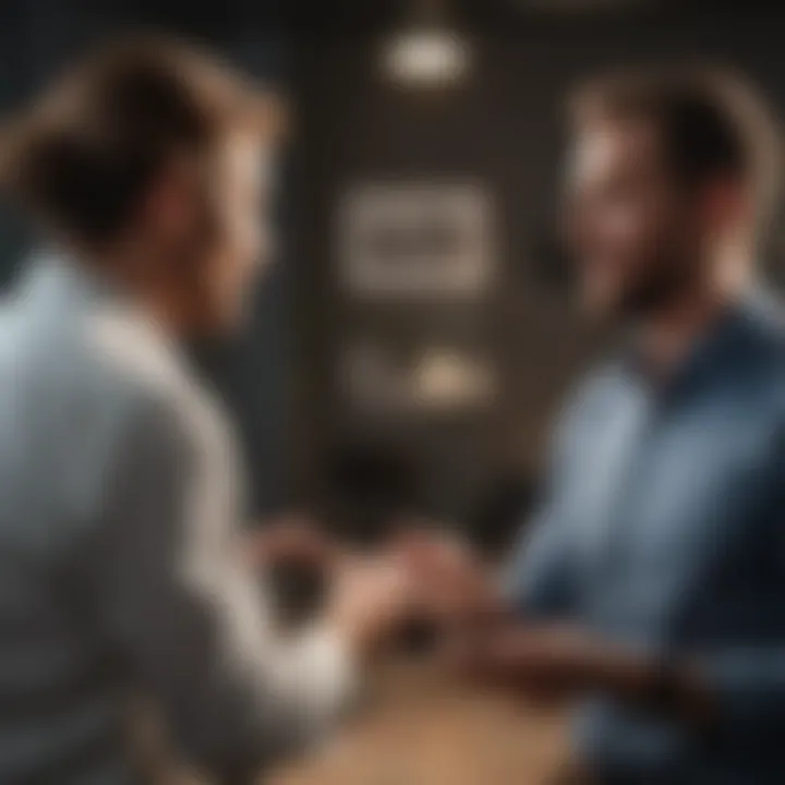 A manager providing feedback to an employee