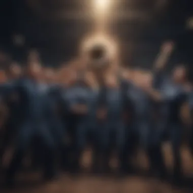 Employees celebrating a team achievement