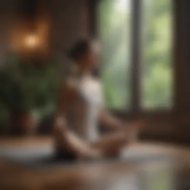 An individual practicing yoga in a tranquil environment.