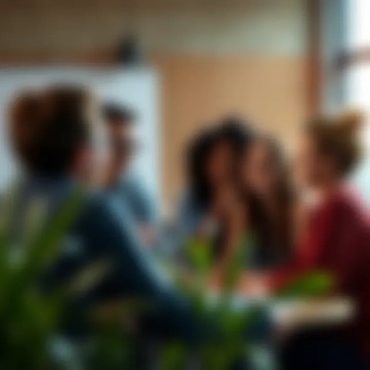 A diverse group engaged in a dynamic discussion