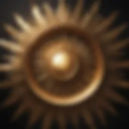 Abstract golden sunburst design with growth symbolism