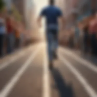 Victorious Completion Abstract concept illustration - Person crossing finish line symbolizing successful execution