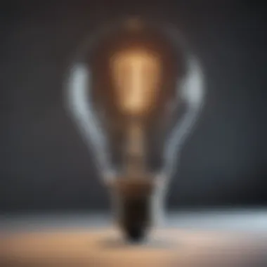 Illuminating Ideas Abstract concept illustration - Lightbulb glowing brightly symbolizing idea generation