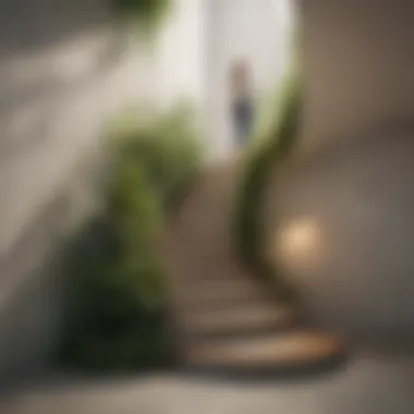 Staircase of Growth Abstract concept illustration - Person climbing staircase symbolizing personal growth