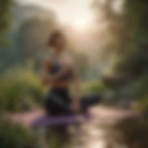 Person practicing yoga in serene natural setting