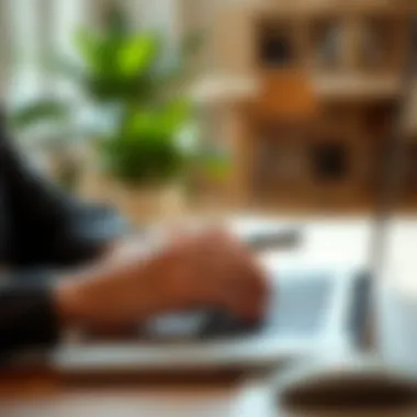 Typing a Professional Email A person typing a professional email on a laptop