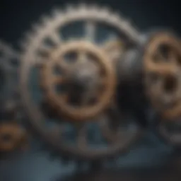 An abstract representation of organizational dynamics with interconnected gears symbolizing collaboration and growth.