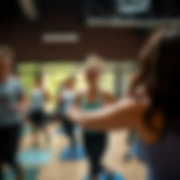 Community Fitness Class Promoting Mental Well-being A group participating in a lively fitness class