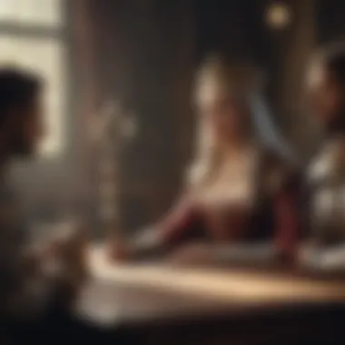 Royal Counsel Illustration of a medieval queen strategizing with her advisors
