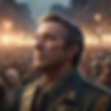 Visionary Influence Illustration of a revolutionary leader inspiring a crowd