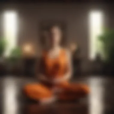 Individual meditating in a peaceful indoor setting