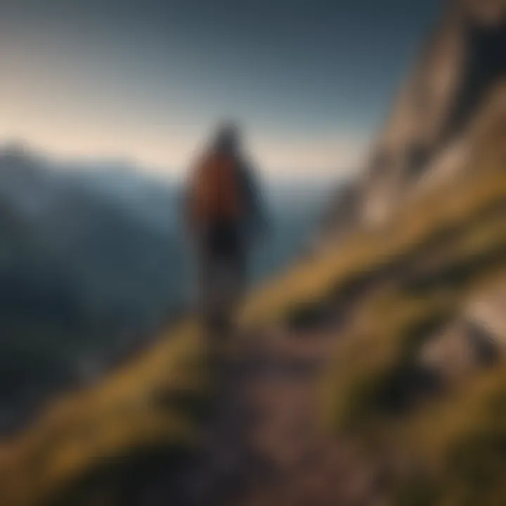 Person hiking in majestic mountains for mental well-being