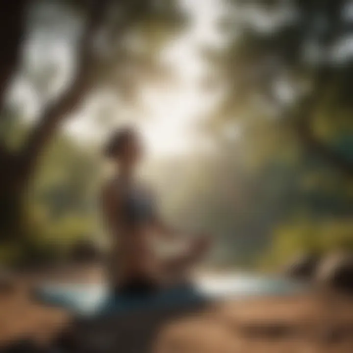 Person practicing yoga in serene nature setting