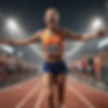 Celebrating Achievement in Sports An athlete crossing the finish line, celebrating success
