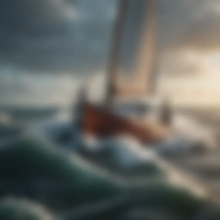 Illustration of a sailboat navigating through turbulent waters