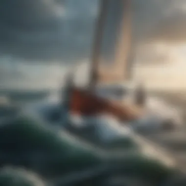 Navigating Turbulent Waters Illustration of a sailboat navigating through turbulent waters