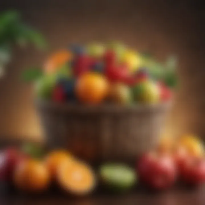 A vibrant fruit basket emphasizing the importance of fruits in the diet.