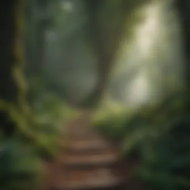 A winding path through a lush forest representing the journey of personal growth