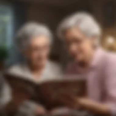 Sophisticated elderly woman reading to a child