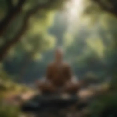 A person meditating in nature, representing mindfulness