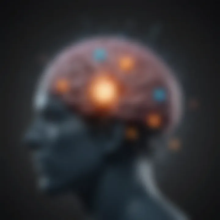 A brain surrounded by positive symbols, depicting the connection between thoughts and well-being.