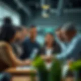 A diverse group of professionals collaborating on a project
