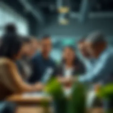 A diverse group of professionals collaborating on a project