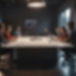 A diverse team brainstorming ideas around a conference table